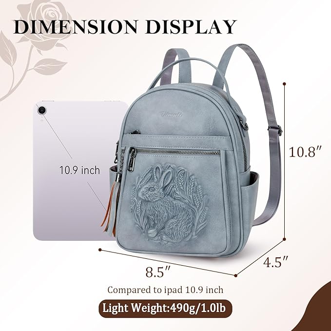 Mini Backpack Purse for Women, Embossed Leather Small Backpack Fashion Travel - Image 3