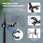 Neewer Super Clamp with Ballhead, Cold Shoe, Phone Holder and Action Camera - Image 3