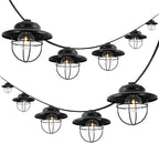 JONATHAN Y 10' Black 10-Light Rustic Farmhouse LED String Lights by JONATHANY