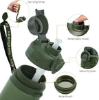 TakeToday Collapsible Water Bottles 21oz, Foldable Platinum Silicone Travel - Image 6