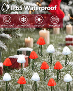 OZS 2PK 32LED 55FT Red and White Christmas Decorations Mushroom Solar Lights - Image 4