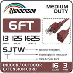 6FT Brown Outdoor Extension Cord-16/3 SJTW Durable Extension Cord - Image 2