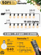 Outdoor String Lights with Remote 50FT - Image 6