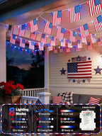 4th of July Decoration, 24FT 50LED Red White and Blue String Lights 25 American - Image 2