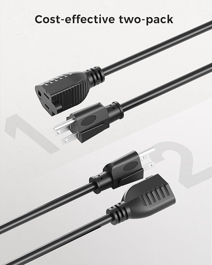 Cable Matters 2-Pack 16 AWG Heavy Duty 13A Power Extension Cord - 10ft - Image 6