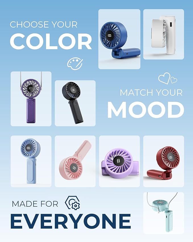 Handheld Fan, Portable Fan, 4000mAh Rechargeable Personal Fan, 180° Foldable - Image 6
