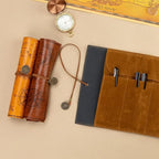 4 Pieces Leather Pencil Case, Creative Map Rollup Pencil Bag, Vintage Makeup - Image 4
