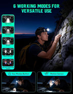 Headlamp Rechargeable 2 Pack, Motion Sensor Headlamp Super Bright LED Flashlight - Image 4