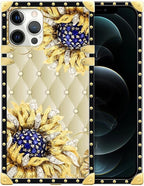 Compatible with iPhone 12 Pro Max Case, Sunflower Diamonds Leather Luxury by Unknown