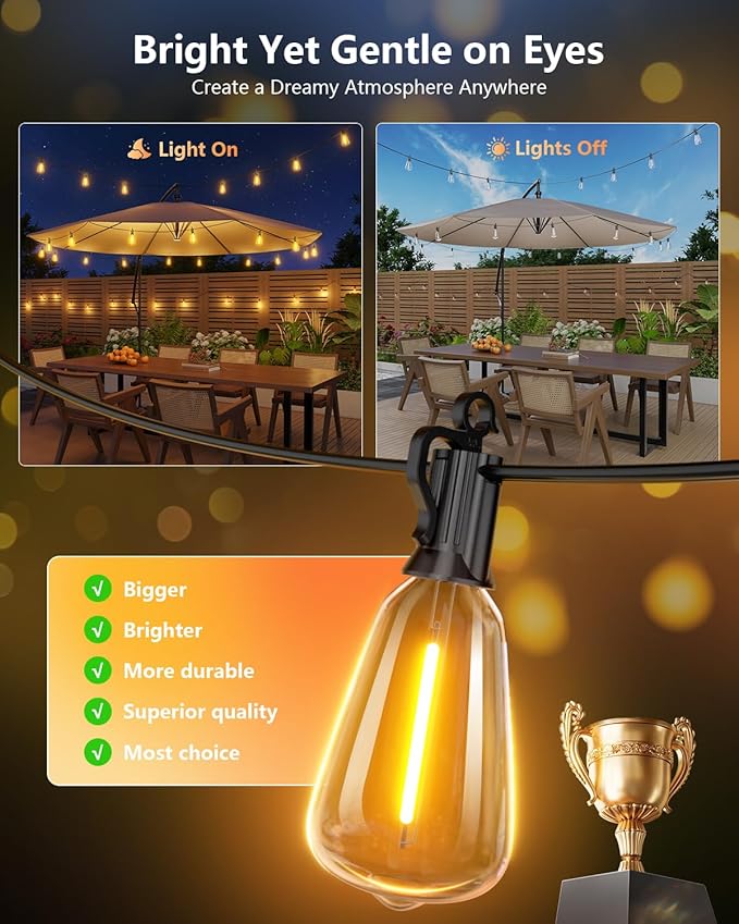 Brightown 76FT Solar String Lights Outdoor Waterproof - Image 2