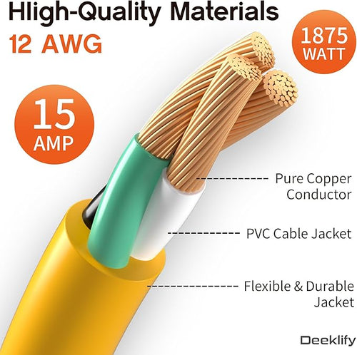 12AWG 75 FT Heavy Duty Outdoor Extension Cord Waterproof - Image 2