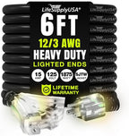 6ft Outdoor/Indoor Extension Cord 3-Outlet 12/3 Gauge Extra Heavy Duty 3 Prong by LifeSupplyUSA