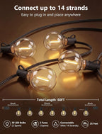 GOOTHY G40 LED Outdoor String Lights, 50Ft Patio String Lights Waterproof - Image 2
