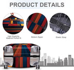ANNA QUEEN Modern Geometric Wood Luggage Cover, Abstract Panel Suitcase - Image 3