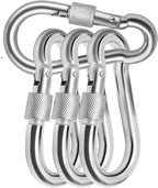 Locking Carabiner Clips, Stainless Steel Spring Snap Hook Locking Carabiner by Acquwistach