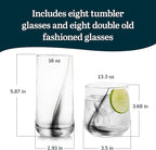 Libbey Ascent Black Ribbon 16 Piece Tumbler and Rocks Glass Set - Image 3