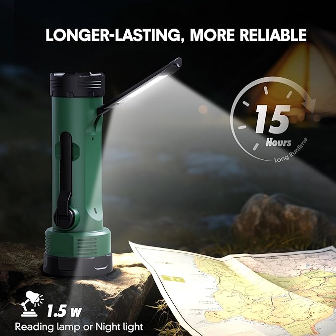 Hand Crank Flashlight, 3000mAh NOAA Weather Radio Flashlights - Image 4