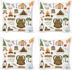 Ambesonne Adventure Throw Pillow Cushion Case Pack of 4, Camping Equipment by Ambesonne