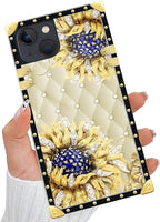 Compatible with iPhone 14 Case, Sunflower Diamonds Leather Luxury Golden - Image 5