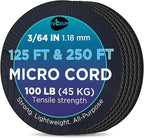 TECEUM Micro Paracord – 1.18 mm X 125 ft – Micro Utility Cord – Thin Braided by TECEUM