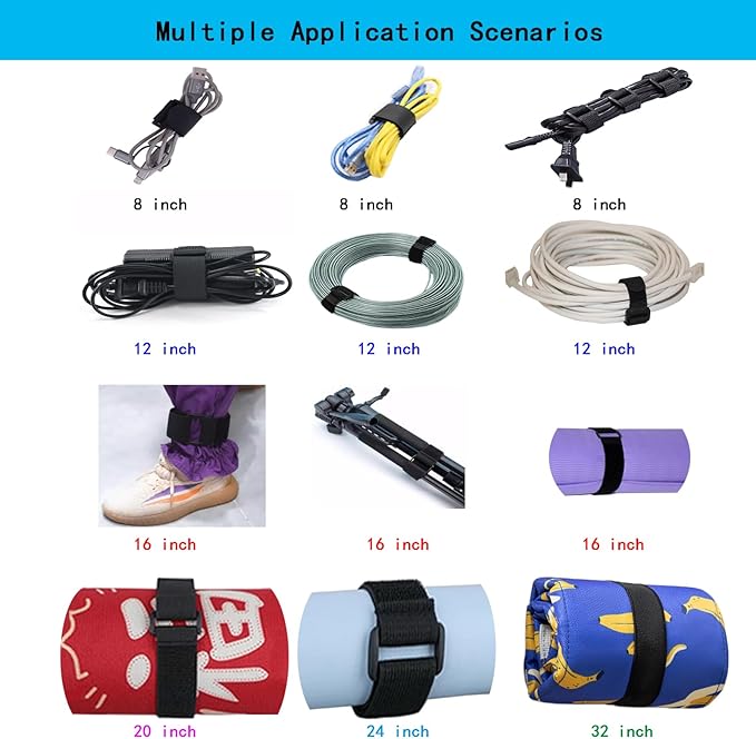 20 Pack 8 Inch Reusable Fastening Cable Ties and Cable Straps, Adjustable - Image 5