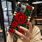 Compatible with iPhone 12 Pro Max Case, Vector Red Rose Green Leaf Luxury - Image 6