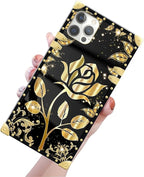 Compatible with iPhone 12 Pro Max Case, Shine Gold Rose Luxury Golden Decoration - Image 3