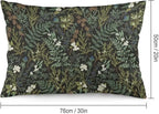Botanical Print Floral Throw Pillow Covers Set of 2 Queen Size Black Sage Green - Image 2