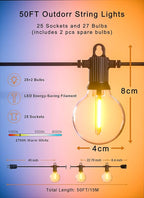 Zuske Outdoor String Lights, 50FT Patio Lights Outdoor Waterproof - Image 5