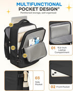 coofay Large Black Travel Backpack - Image 5