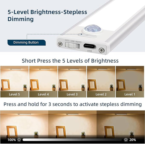 16inch Under Cabinet Lighting, 4 Pack Rechargeable Motion Sensor Light Indoor - Image 2
