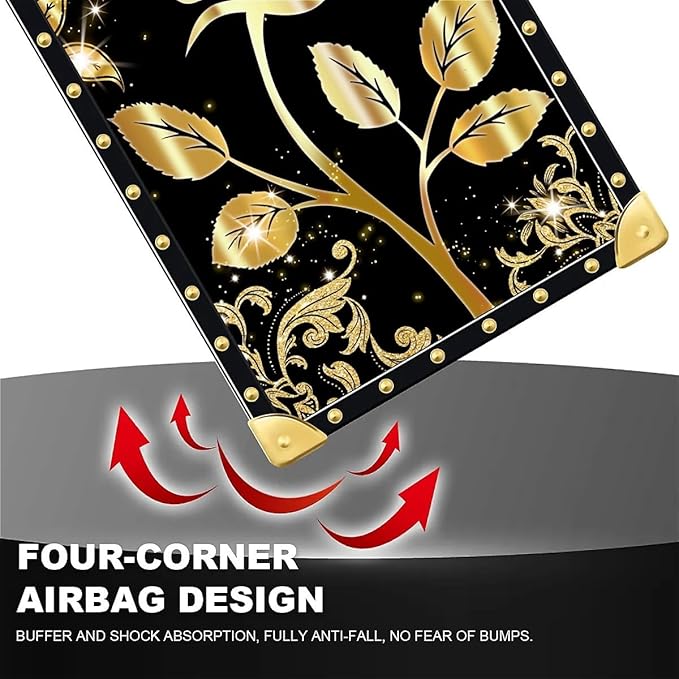 Compatible with iPhone 13 Pro Max Case, Shine Gold Rose Luxury Golden Decoration - Image 7