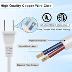 2 Prong Extension Cord, US Male/Female Power Cable - Image 4