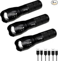 3 Pack LED Rechargeable Flashlight, Super Bright Small Mini Camping Flashlights by Hilngav