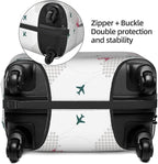 Luggage Cover with World Map and Airplane Print, Elastic Travel Suitcase - Image 4
