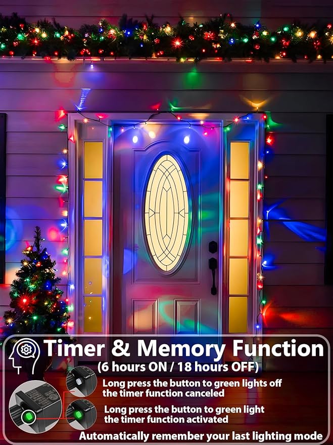Upgraded 264FT 800 LED Christmas Lights Outdoor Indoor, Xmas Green Wire Plug In - Image 3