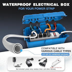 Flemoon Medium Outdoor Electrical Box, IP54 Waterproof Extension Cord Cover w/6 - Image 2