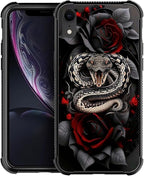 for iPhone XR Case, Entwined Rose Snake Pattern Graphic Design Girl Boy Soft by FKBRCL4U