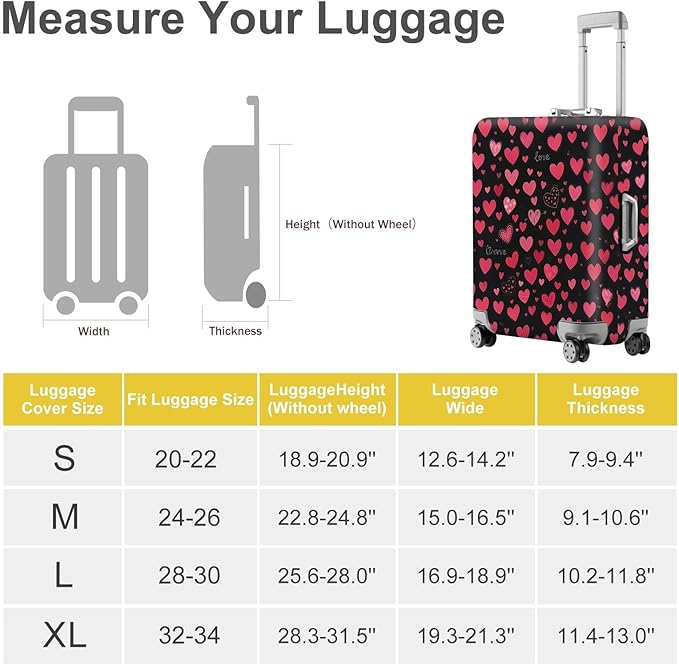 ANNA QUEEN Heart Pattern Luggage Cover, Love Theme Suitcase Protector, - Image 4