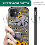 for iPhone 12/12 Pro Case, Cute Little Elephant Sunflower White Line Art - Image 4