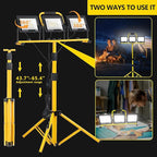 32000LM LED Work Light with Tripod, 3x100W 3-Head Floodlight, Plug-in 120V - Image 5