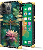 Compatible with iPhone 14 Pro Case, Colourful Dragonfly Pink Lily Pads Luxury - Image 2