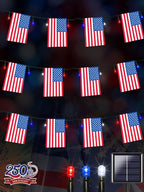 4th of July Decorations, Solar American Flag Lights Outdoor by EEW