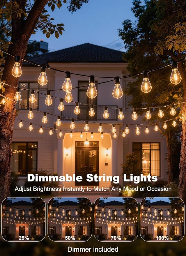 150FT Outdoor String Lights Waterproof, 50+2 Shatterproof S11 LED Bulbs - Image 4