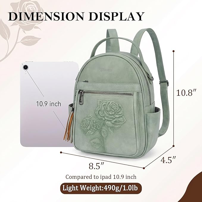 Mini Backpack Purse for Women, Embossed Vegan Leather Small Backpack Fashion - Image 3