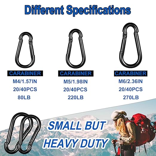 40PCS M6 Heavy Duty Carabiner Clip, 2.36Inch Snap Hook Quick Link Small - Image 5