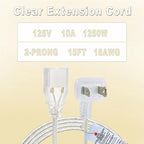 Clear Extension Cord 15 FT, Indoo/Outdoor 2 Prong Extension Cord - Image 3