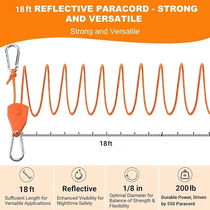 Longer 18ft Ratchet Straps Ropes Tie Down Rope Strap Small Mini Reflctive - Image 3