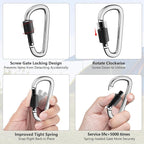 sprookber 3" Locking Carabiners | Keychain Carbineers D Ring Key Clip Spring - Image 3