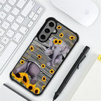 for Samsung Galaxy S24 S25 Plus Case, Cute Little Elephant Sunflower White Line - Image 7